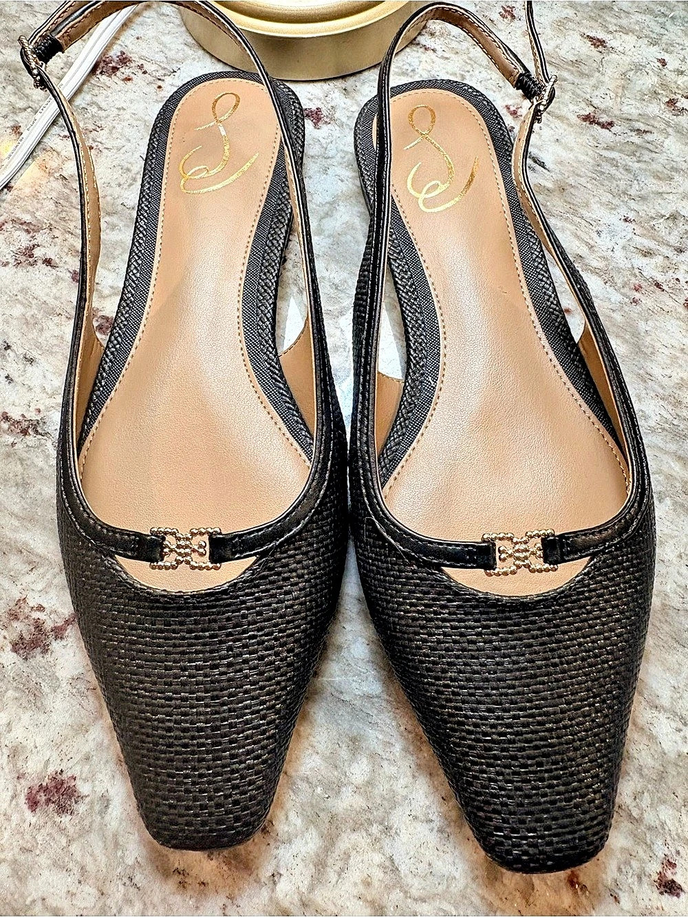 Sam Edelman Cleo Slingback Flat Black Pointed-Toe Flats